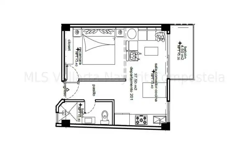 1 BED FLOORPLAN