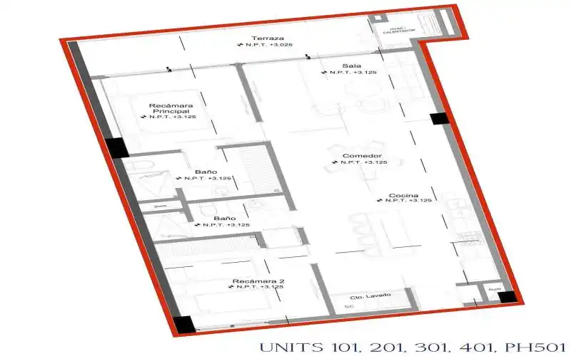 Arq Plan - UNITS 101, 201, 301, 401, PH5