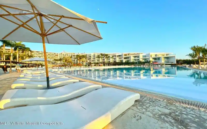 Aria Pool golden hour