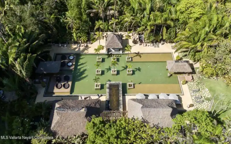 Aerial view of the pool area