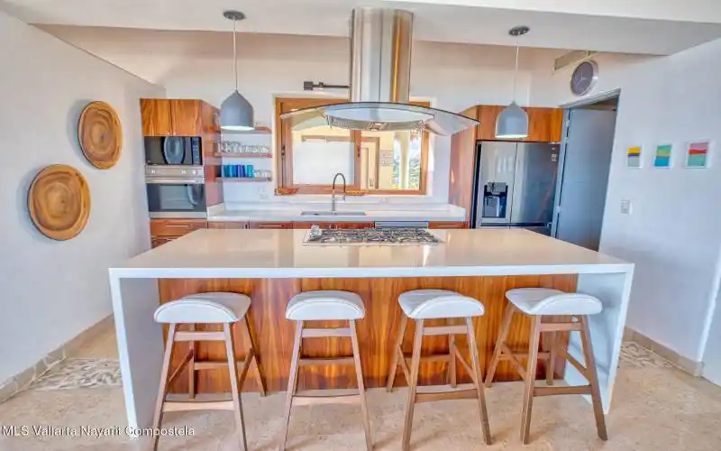 seating bar and hood fan