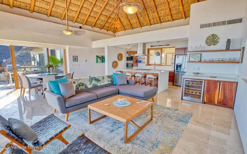 wine cooler and living area